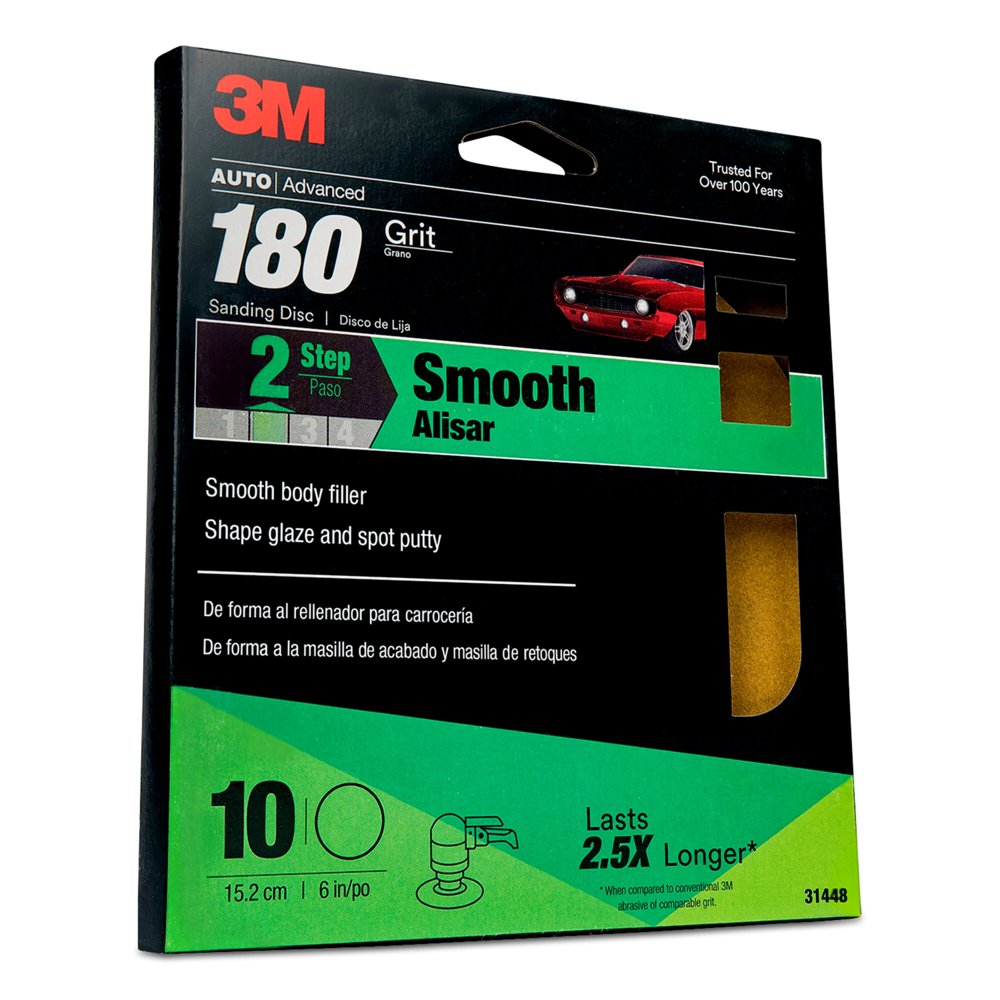 3M Sanding Discs with Stikit Attachment, 31448, 6 in, 180 grit, 10 pack