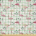 thumbnail image 2 of Ambesonne Flamingo Fabric by the Yard Microfiber, Wild Bird Love Vintage, 2 Yards, Beige Pink, 2 of 2