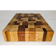 End Grain Cutting Board with Stainless Steel Tray