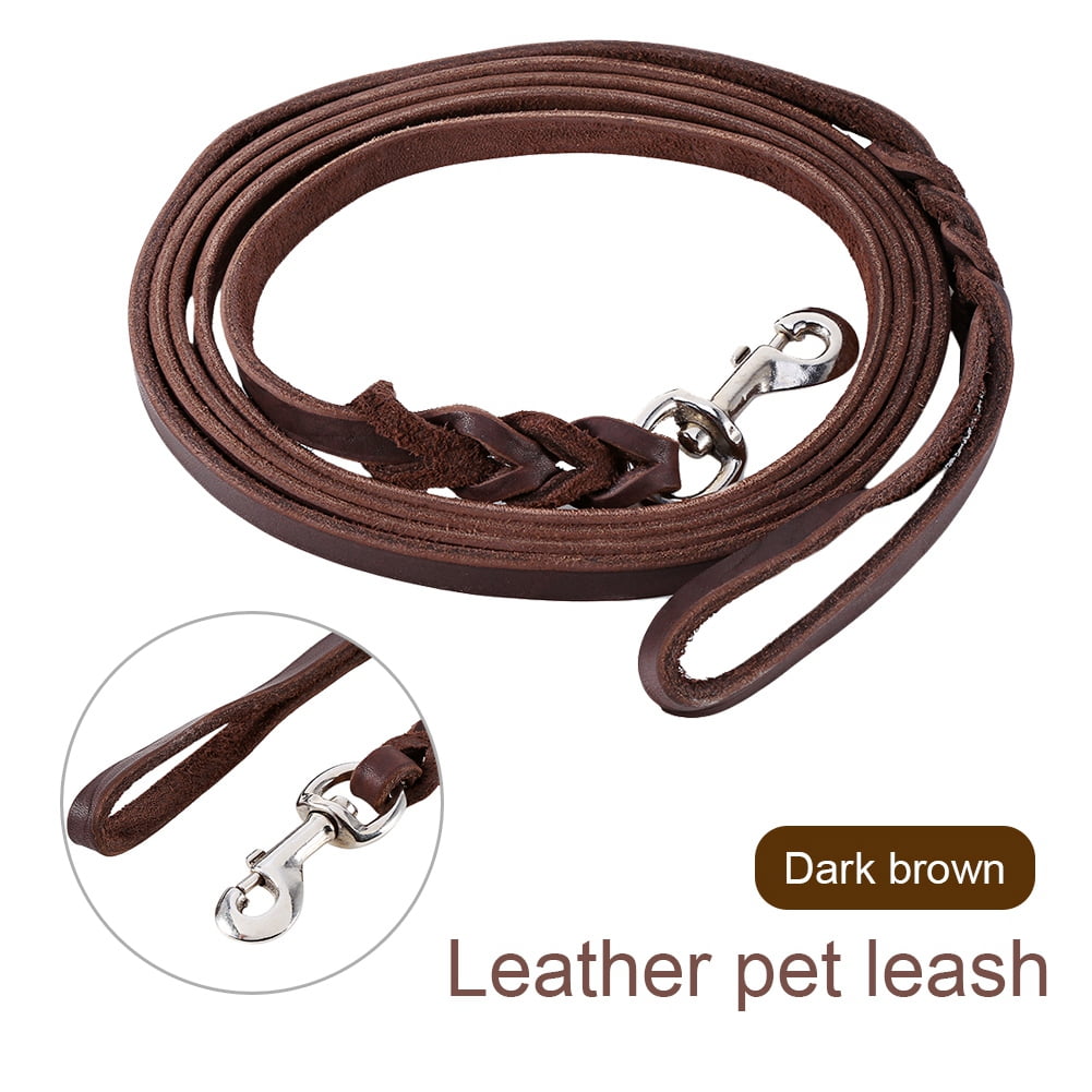 Pets Dog  Leash Dog Training Leash Leather Leash Pets Dog Training Leash Durable Leather Long Braided Walking Dog  Leash