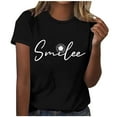 thumbnail image 2 of QUINDOS Woman T Shirts Short Sleeve Summer Black Tops for Women Sunflower Vacation Crew Neck Tops, 2 of 4