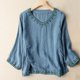 thumbnail image 4 of Karight Cotton Linen Tops for Women Summer Casual 3/4 Sleeve T Shirts Lightweight Ethnic Style Embroidery Blouses Tees, 4 of 4