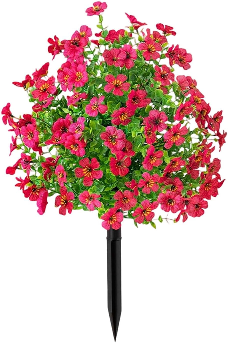 Artificial Flowers with Ground Spikes,Artificial Flowers for Outdoor Garden,UV Resistant & Waterproof,Flower Decor for Yard Lawn Patio Walkway Porch Home (Light red)