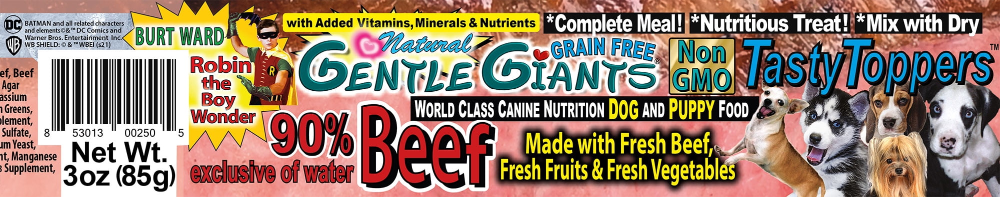 (24 Pack) Gentle Giants Canine Nutrition 90% Beef Grain-Free Wet Dog Food, 3 Oz