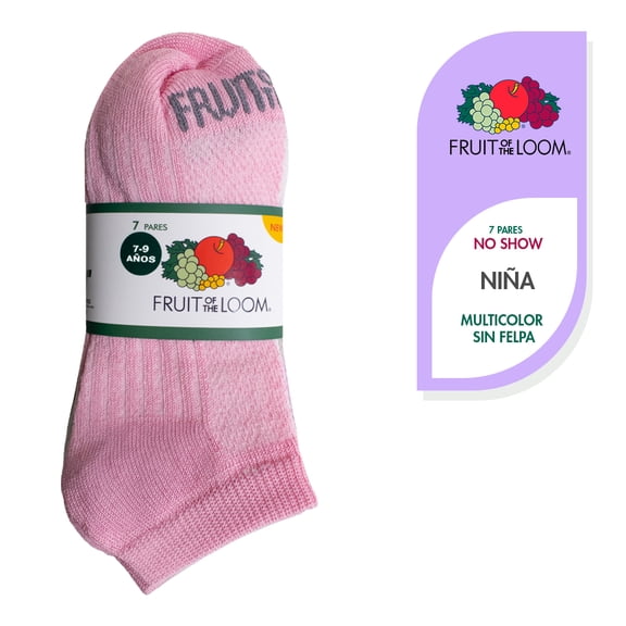 Tin Corto Fruit Of The Loom para Niña, C8303 Multicolor Sin Felpa Talla M Paquete con 7 Pares