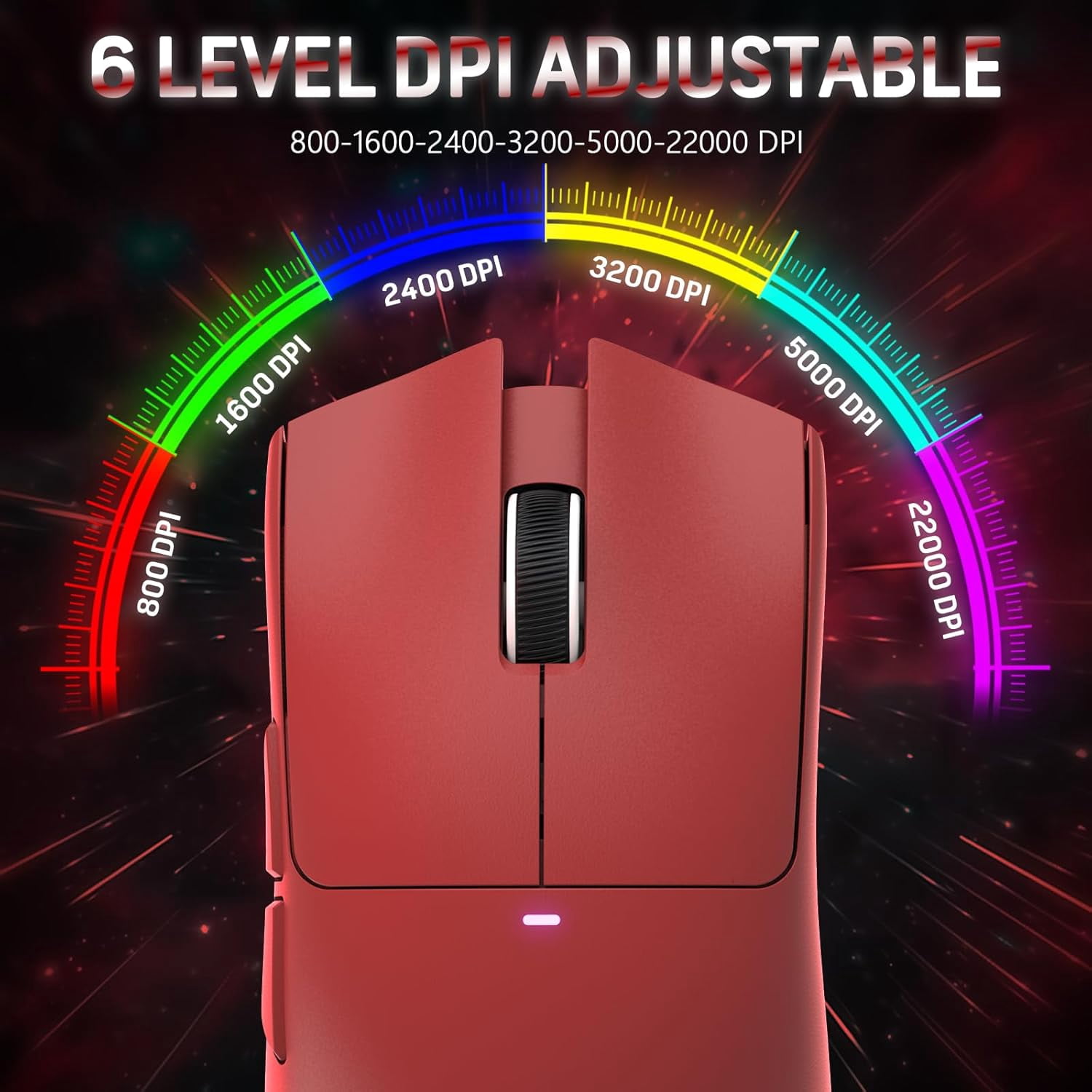 ATTACK SHARK X11 Wireless Gaming Mouse with Charging Dock, PixArt PAW3311 Gaming Sensor, BT/2.4G Wireless/Wired-Red