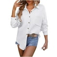 thumbnail image 1 of Mikilon Ensemble Élégant pour Femmes 2 Pcs Couleur Unie Mode Cardigan à Boutons Col à Revers Manches Longues Haut Confortable à Revers Blanc TP, 1 of 6