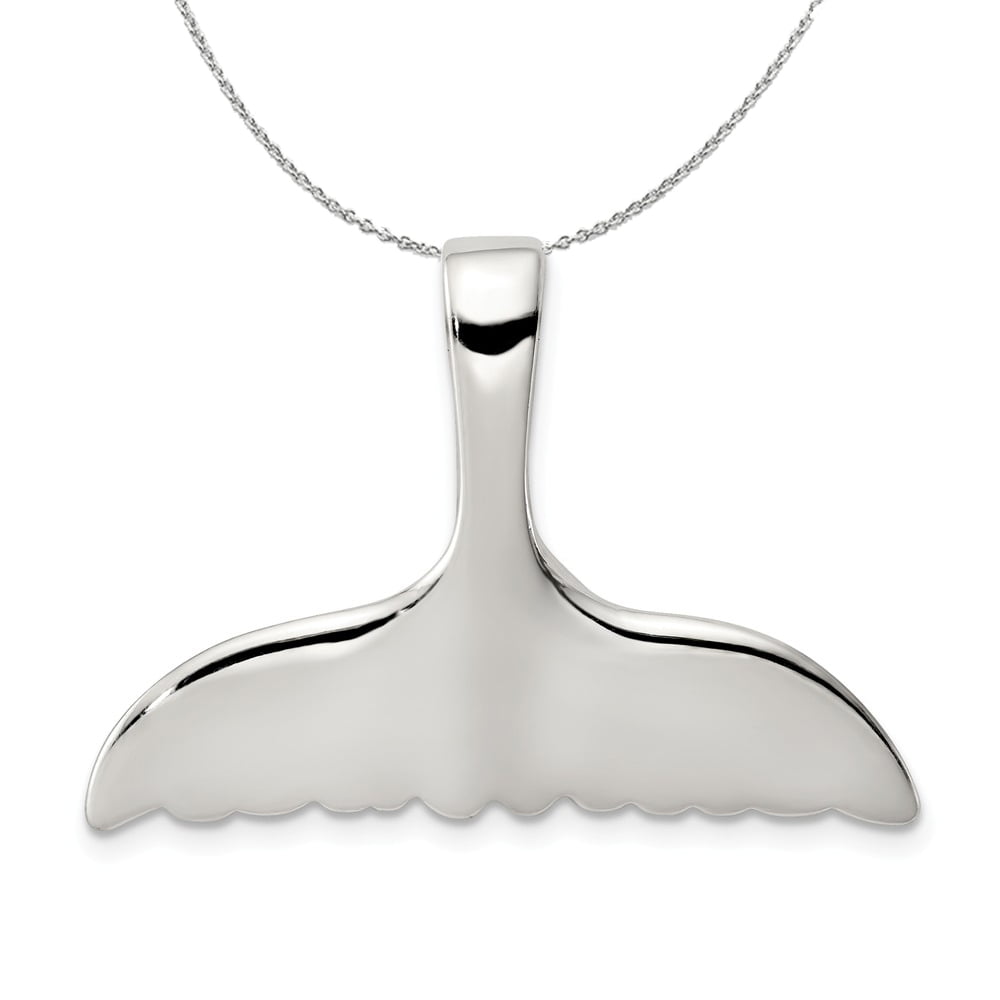 Sterling Silver Jewelry Pendants & Charms Black Black Enameled Large Whale Fin Pendant Slide