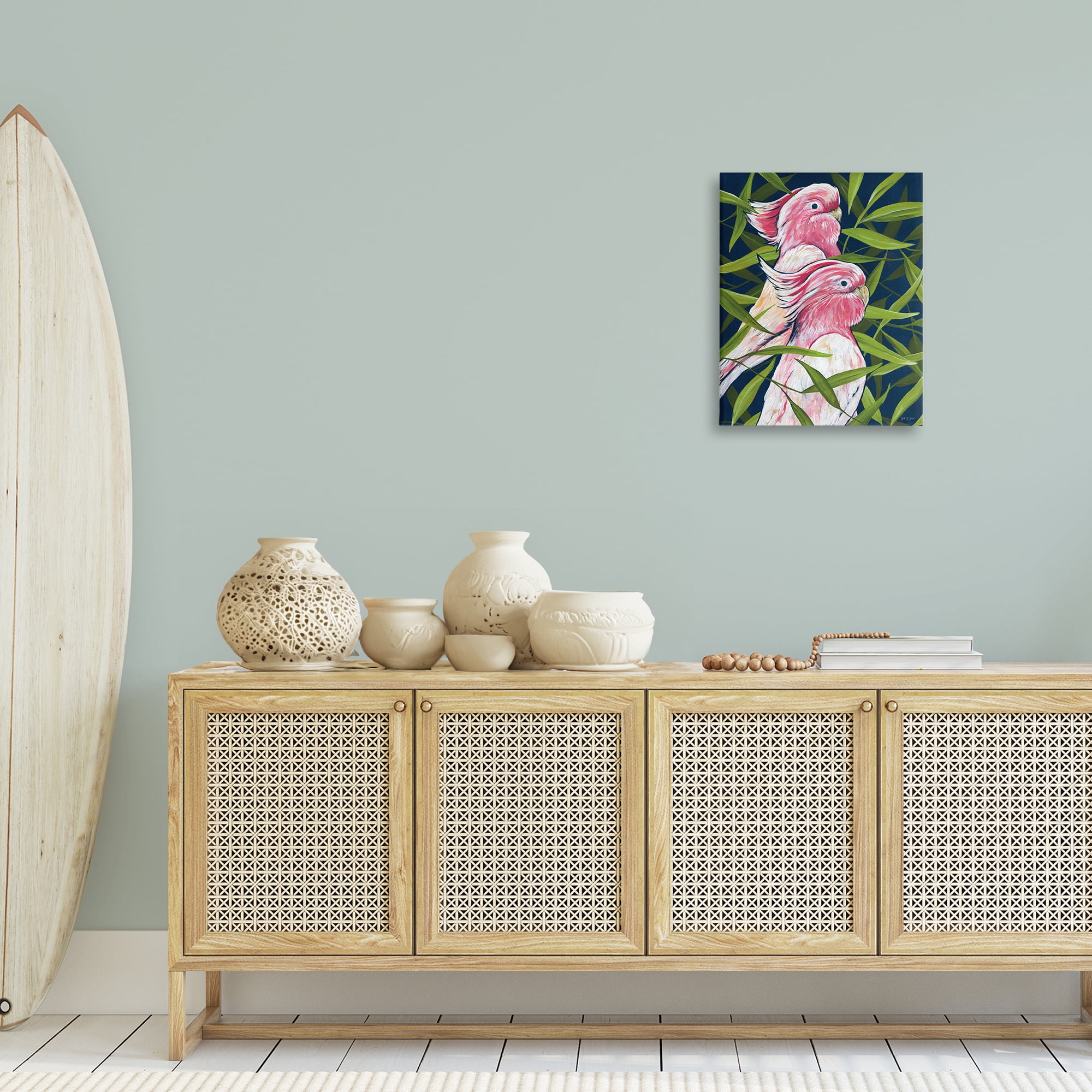 Stupell Industries Tropical Paradise Cockatoo Animals Painting Wrapped Canvas Art Print Wall Art, 16 x 20