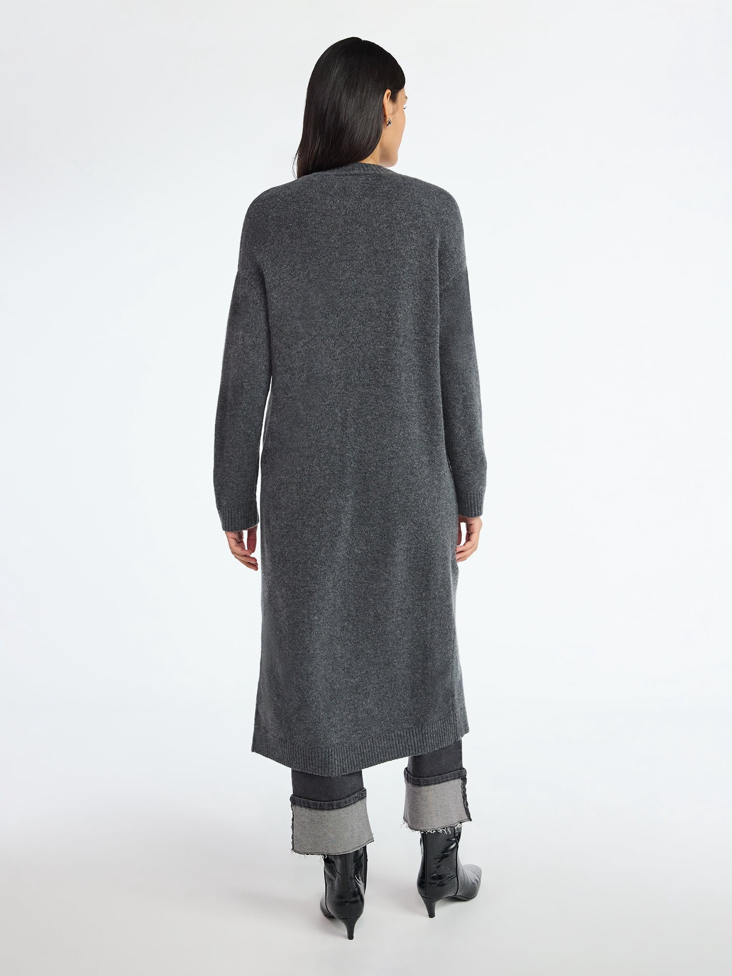 Scoop Women's and Women's Plus Button Front Maxi Cardigan Sweater, Midweight, Sizes, XS-4X