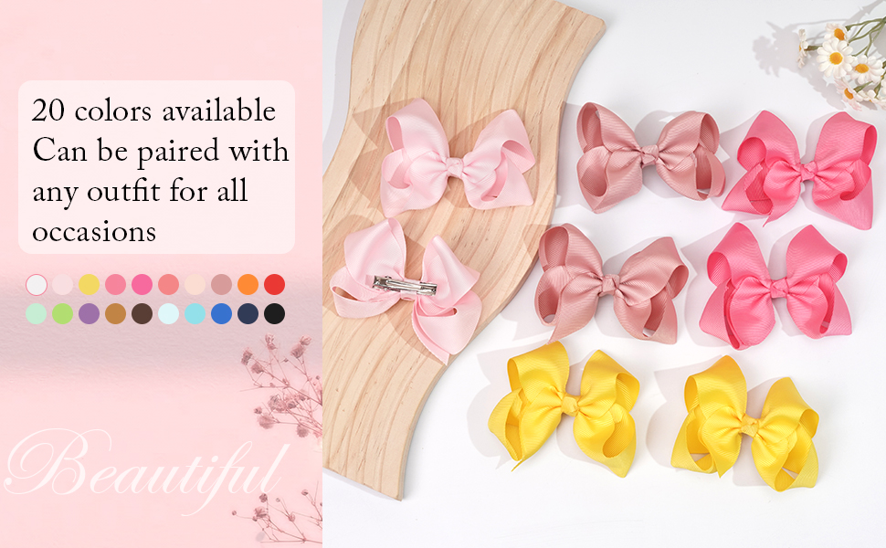 40Pcs 4.5 inch Baby Hair Bows Alligator Clips Grosgrain Ribbon Big Bows Clips For Girls Toddlers Kids Children 20 Colors In Pairs