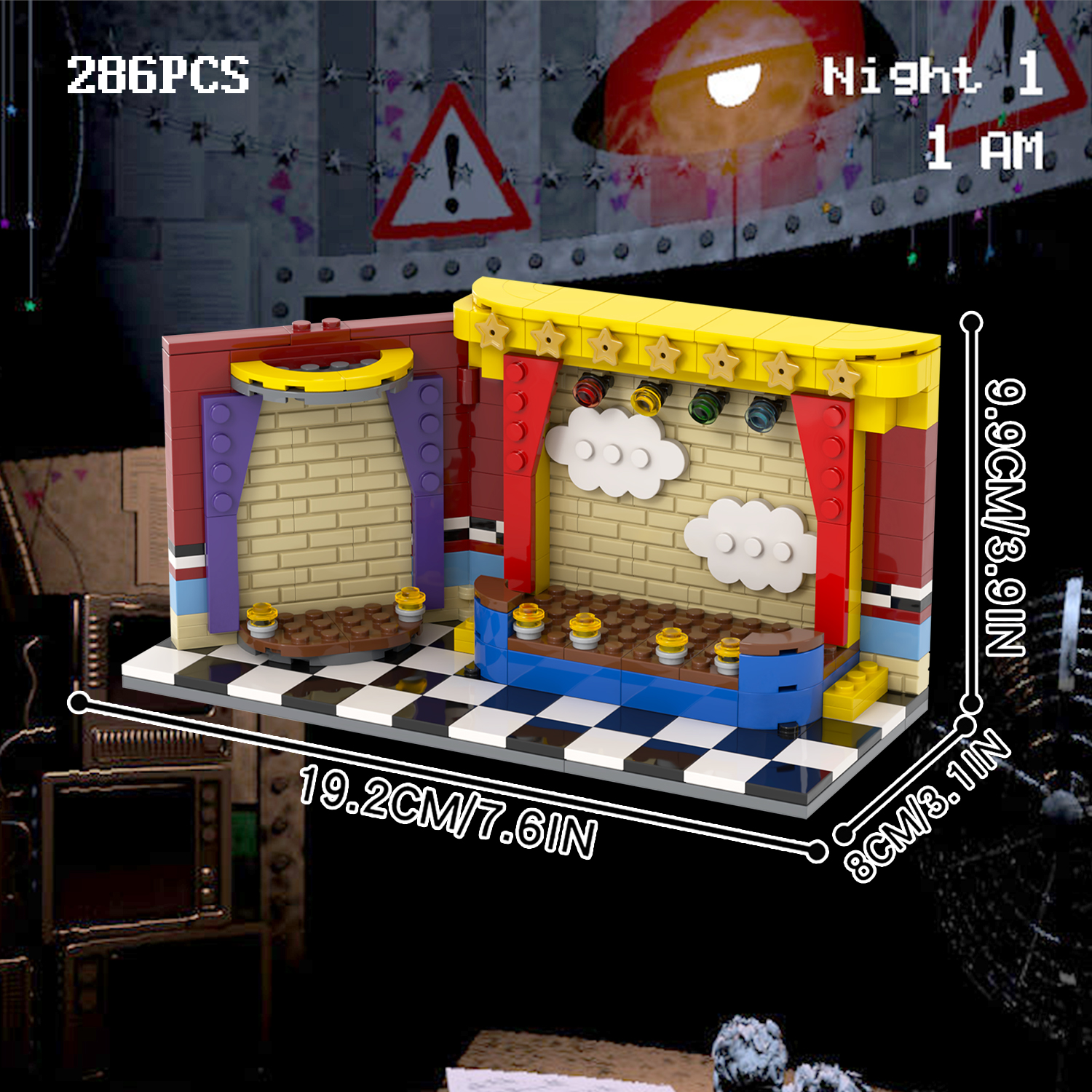 MOOXI-MOC FNAF Movie Stage Building Set,Creative Cute Building Blocks Children Kits,Halloween for Kids(286pcs)