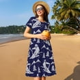 thumbnail image 4 of Easygdp Abstract Skiing para Vestido Transpirable de Mujer, Vestido Suelto de Manga Corta con Pliegues y Bolsillos para el Verano, 4 of 6