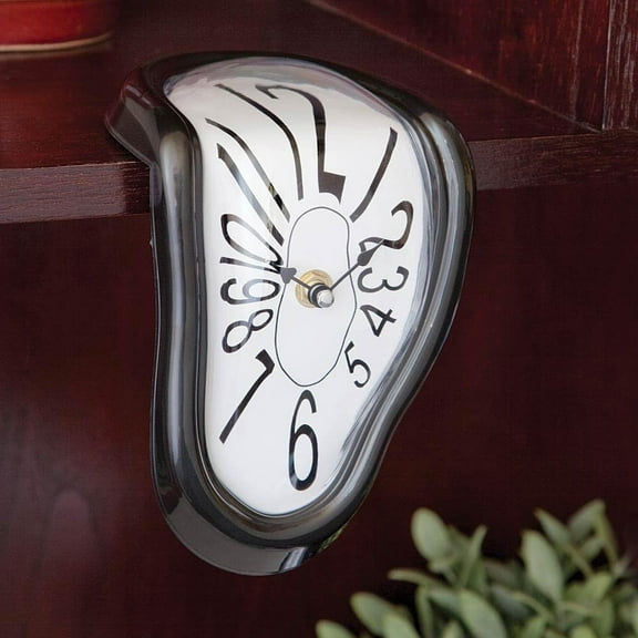 Bits and Pieces Melting Time Warp Clock 7" Surreal Salvador Dali-Inspired Tabletop Clock, Whimsical, Eye-Catching Accent