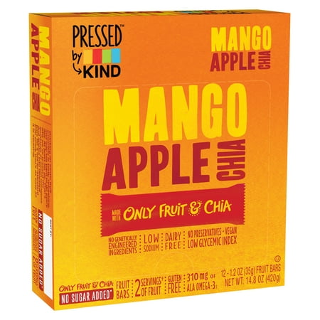 Kind Gluten-Free Mango Apple Chia Fruit Bars, 1.2 Oz., 12