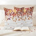 thumbnail image 3 of Orange Fall Leaves Outdoor Waterproof Pillow Covers, Maple Eucalyptus Botanical Wooden Grain Decorative Square Throw Pillowcase Sofa Cushion Sham for Patio/Couch/Chair, 16"x16" 2 Pack, 3 of 8