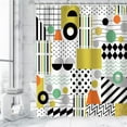 thumbnail image 2 of Modern Shower Curtains, Geometric Shower Curtain Abstract Shower Curtain Waterproof Yellow Black and White Art Pattern Bathroom Decor with 12 Hooks, 72Wx84H Inch, 2 of 6