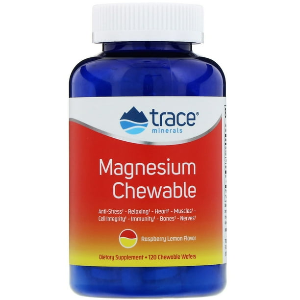 Trace Minerals Research Magnesium Chewable, Raspberry Lemon Flavor, 120
