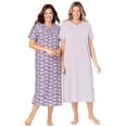 thumbnail image 4 of Dreams & Co. Plus Size 2-Pack Long Henley Sleepshirt, 4 of 6