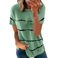 thumbnail image 3 of Summer Short Sleeve T Shirt, Women Short Sleeve T Shirt Loose Cut Stripes Pattern Skin Friendly Breathable For Office ANGGREK ED1711, 3 of 5