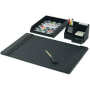 Dacasso D1005 Black Leather 4-Piece Desk Set with Organizer