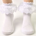 thumbnail image 6 of CPNG Girls 6 Pack Princess Cotton Ruffle Socks Double Eyelet Lace Frilly Dress Multicolored Ankle Socks Cotton Turn Cuff Socks for Toddler, 6 of 6