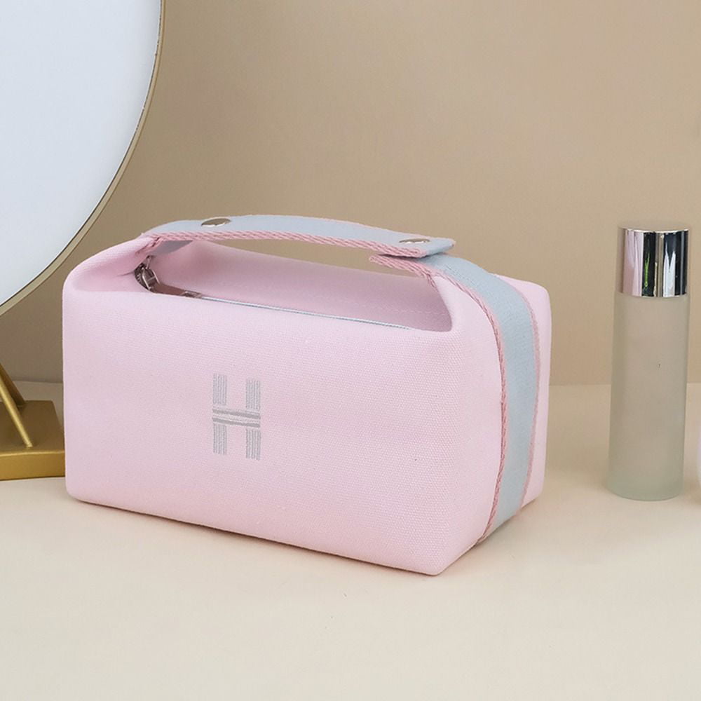 Canvas Women's Large Capacity Portable Cosmetics Storage Bag Travel Bag  Washing Bag Makeup Bag PINK 