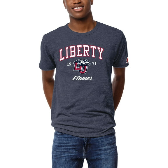 Men's League Collegiate Wear Heather Navy Liberty Flames Victory Falls Tri-Blend T-Shirt