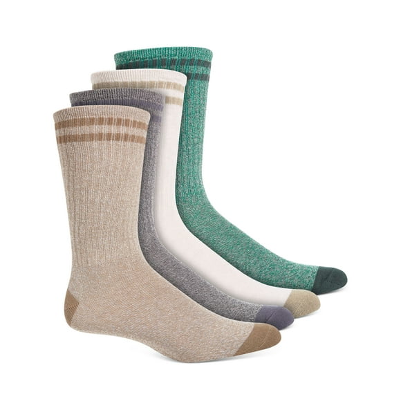 SUN STONE Mens 4 Pack Brown Double Stripe Logo At Ankle Ribbed Casual Crew Socks 7-12