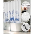 thumbnail image 5 of Split Shower Curtain for Transfer Bench, Blue Bunny Easter Fabric Shower Curtains for Bathroom, Vintage Rabbit Spring Floral Tub Sliding Transfer Bench Waterproof Bath Curtains 72"x96", 5 of 9