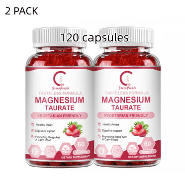 (2 Pack)GPGP Magnesium Taurate Supplement-Magnesium Taurate 1800mg for Heart Health,Mood Support-Vegetarian,Non-GMO,120 Capsules