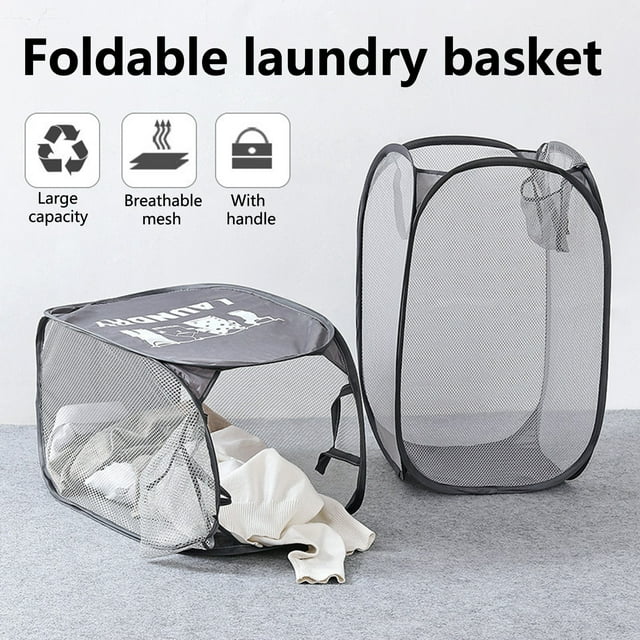 Warkul Foldable Lightweight Laundry Basket Portable Bathroom Mesh