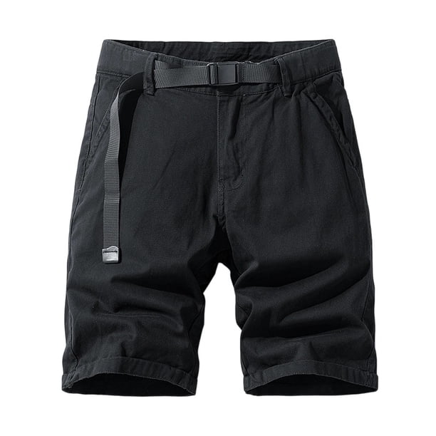 Pantalones Cortos Casuales de Verano para Hombres Al Aire Libre de Ajuste Suelto de Bolsillo Múltiple de Cinco Cuartos de Pantalones, Incluido el Cinturón para Deportes Y Viajes