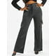 thumbnail image 2 of Pantalones de Pierna Ancha con Cintura Alta con Bolsillos en Talla Extra Rosegal Pantalones de talla grande, 2 of 5