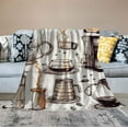 thumbnail image 2 of COMIO   Flannel Throw Blanket Coffee Collection Sketch Turk Cups Beans Croissant Mill Maker Home Decorative Warm Cozy Soft Blanket for Couch Sofa Bed, 2 of 6