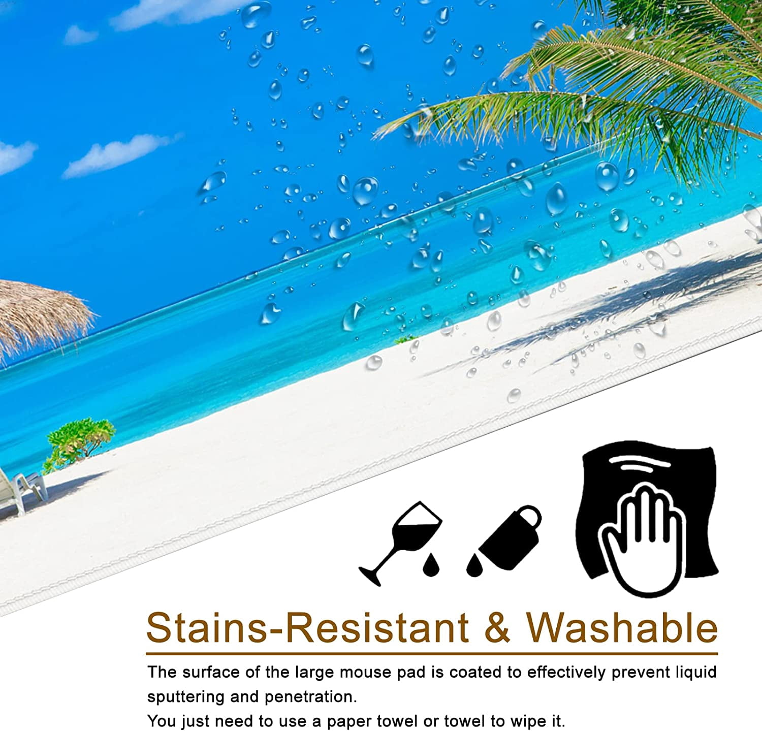 Beach Gaming Mouse Pad XXL Large Mouse Pad 35x15.7x0.12 inch Extra Large Mouse Pad Ocean Theme Blue Mouse Pad (Beach Ocean -4)
