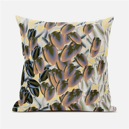 

Amrita Sen Designs CAPL938FSDS-ZP-18x18 18 x 18 in. Tulip Bouquet Suede Zippered Pillow with Insert - Orange Green & Yellow