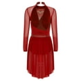 thumbnail image 4 of vastwit Women's Lyrical Dance Dress Long Sleeve Backless Skirted Leotard Ballet Modern Contemporary Dancewear Burgundy L, 4 of 7