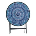 Mainstays Greyson 18” Round GlassTop Folding Side Table, Blue