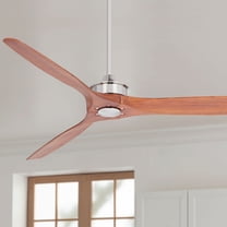 52" Casa Vieja Modern 3 Blade Indoor Ceiling Fan with Remote Control Brushed Nickel Walnut Solid Carved Wood for Living Kitchen House Dining Room Home