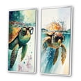thumbnail image 3 of Designart "Turtle Wearing Stylish Glasses in the Ocean II" Turtle Framed Wall Art Set Of 2 - Green Animals Framed Wall Art Set Of 2, 3 of 7