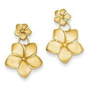 14k Plumeria Dangle Earrings 14k Yellow Gold Earrings