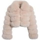 thumbnail image 3 of loveimgs Abrigo de piel sintética mullida para mujer, chaqueta recortada, chaqueta acolchada con cremallera, chaqueta de peluche cálida y difusa para invierno, 3 of 5