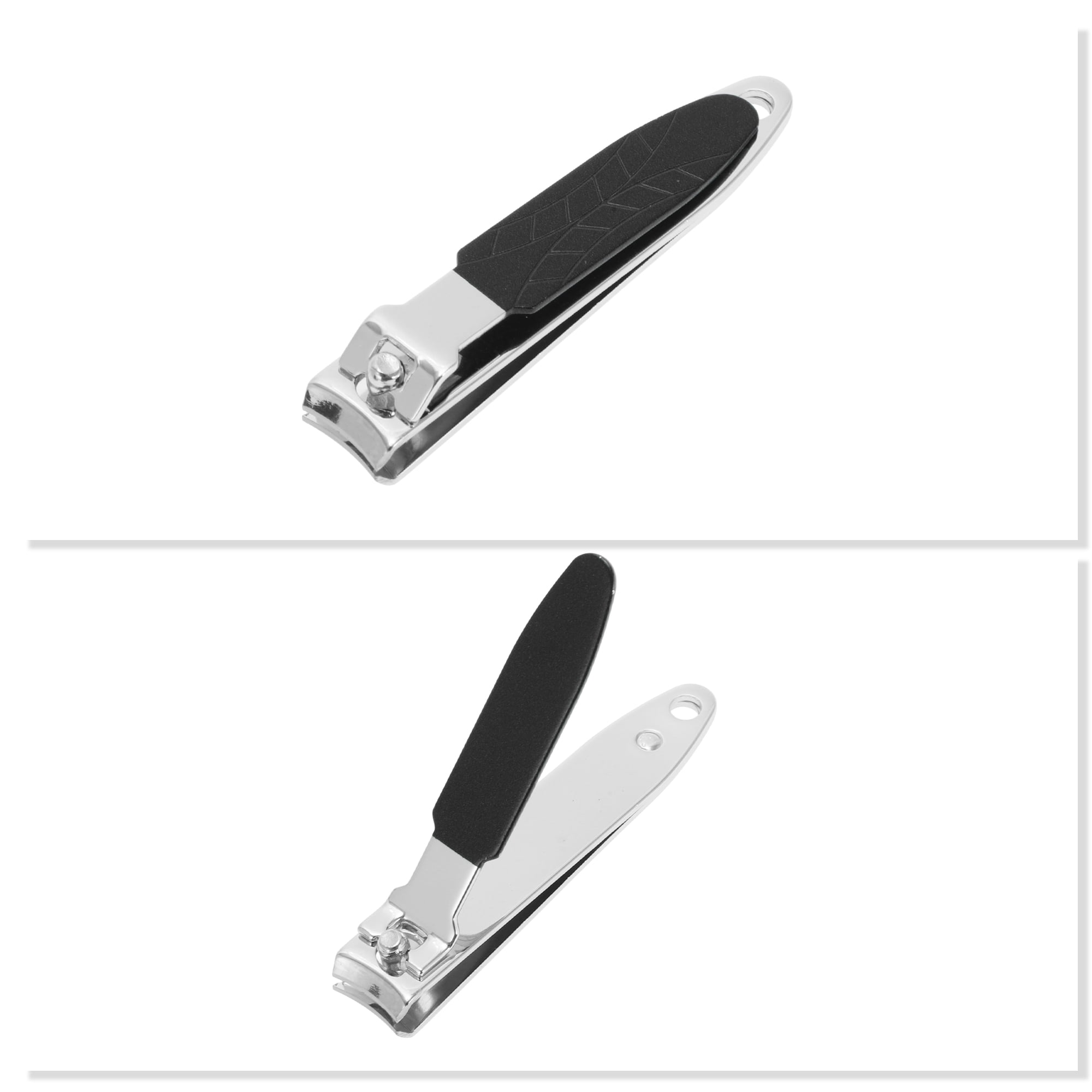 Unique Bargains 6pcs Mirror Box Stainless Steel Nail Clippers Set 2.56" Length Black