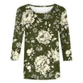 thumbnail image 4 of VBTAPA Womens Plus Size Tops 3/4 Sleeve Shirts Round Neck Loose Casual Blouses Floral Print Tshirts Prime Sales Today Multicolor XL, 4 of 6