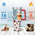 thumbnail image 4 of 40oz Red Cherry Fruit Pattern Stainless Steel Flip Straw Tumbler Spill Proof Travel Cup Double Wall Vacuum Insulated Coffee Mug with Top Handle, 4 of 6