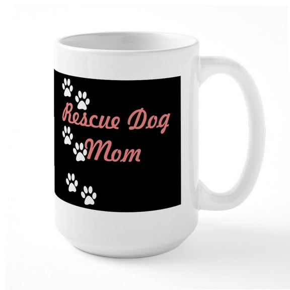 CafePress - Rescue Dog Mom Large Mug - 15 oz Ceramic Large White Nolvety Mug