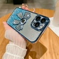 thumbnail image 3 of for iPhone 12 Case Women Cute Bowknot Glitter Rhinestone Bling Plating Luxury Women Girl Phone Case,Shine Diamond Case for iPhone 12 Protective Cover,Clear Gradient Blue, 3 of 12