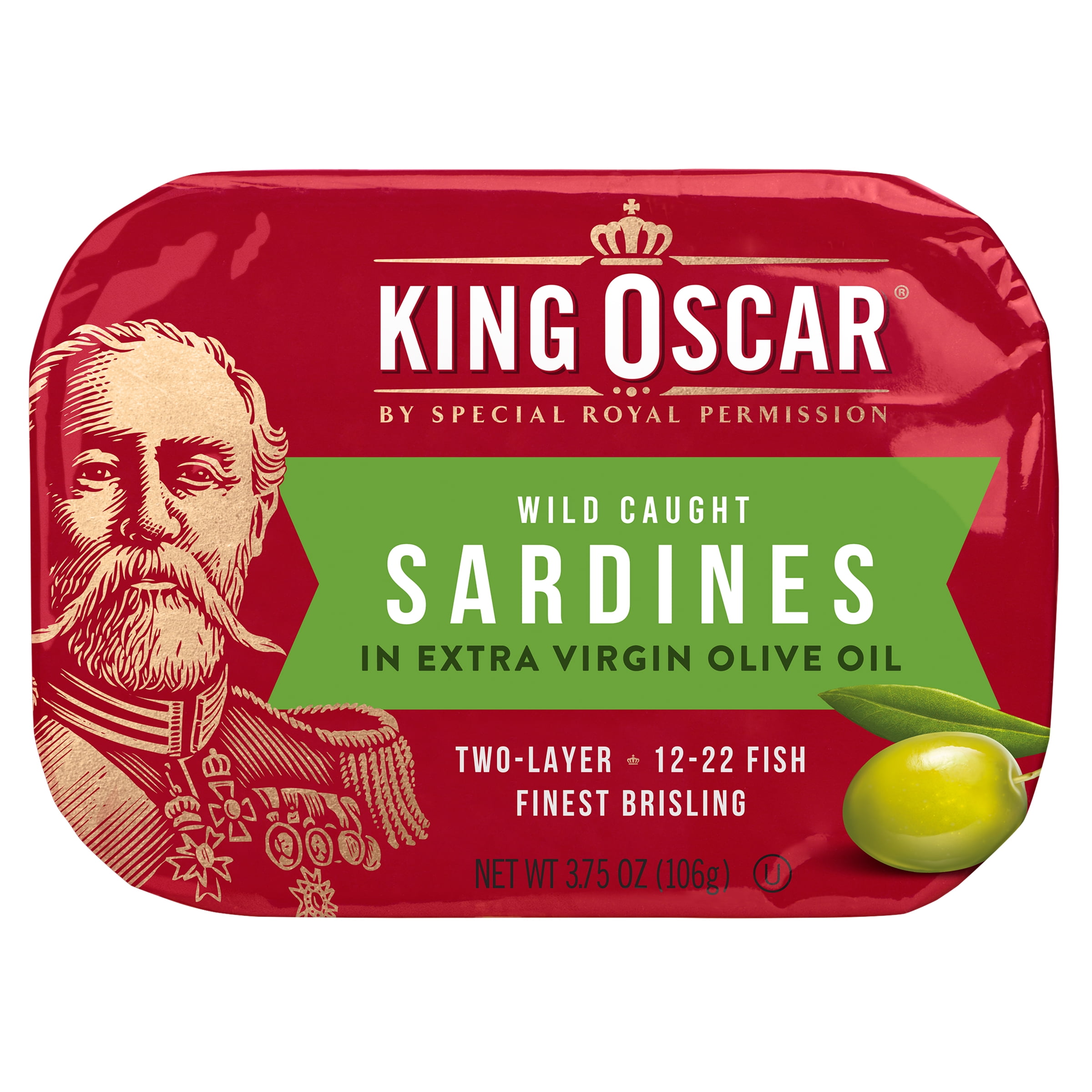 (2 pack) King Oscar Wild Caught Brisling Sardines in Extra Virgin Olive Oil 3.75 oz