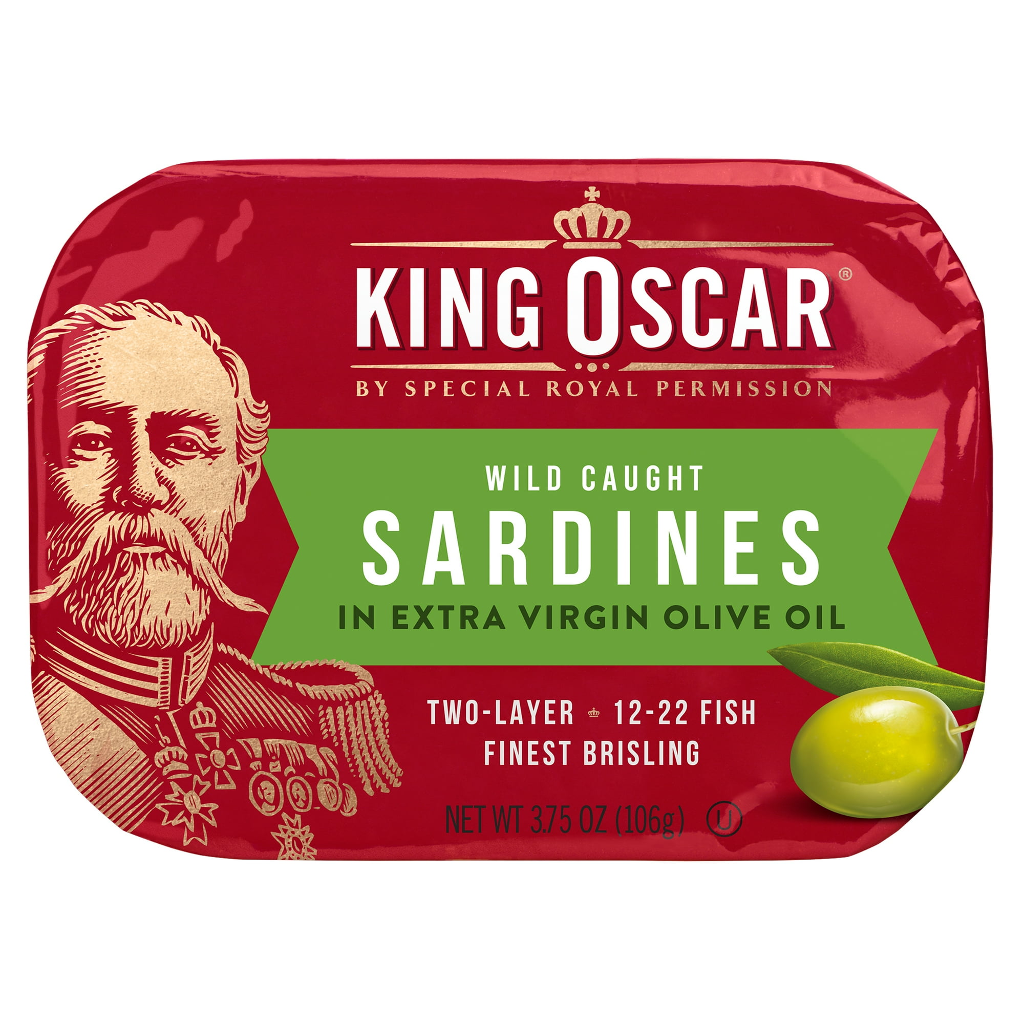 King Oscar Wild Caught Brisling Sardines in Extra Virgin Olive Oil 3.75 oz